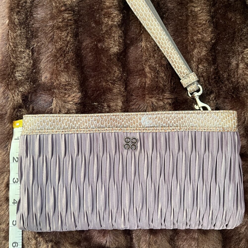 Coach Clutch Evening Elegant Satin W/Leather Python Print EUC - Picture 6 of 10